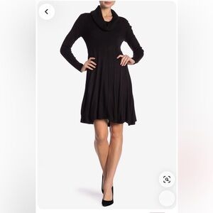 Calvin Klein Black Long Sleeve Cowl Neck Dress